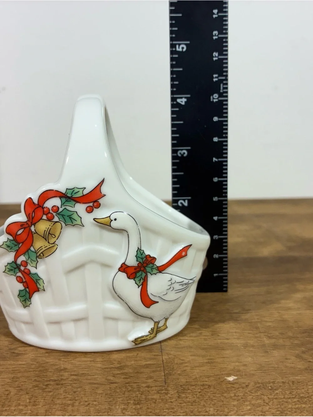 Vintage Jay Import Porcelain Mini Basket Goose Christmas Japan 14-5481F